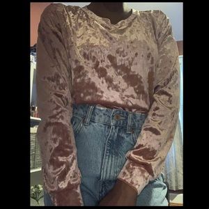 Forever21 pink velvet long sleeved shirt